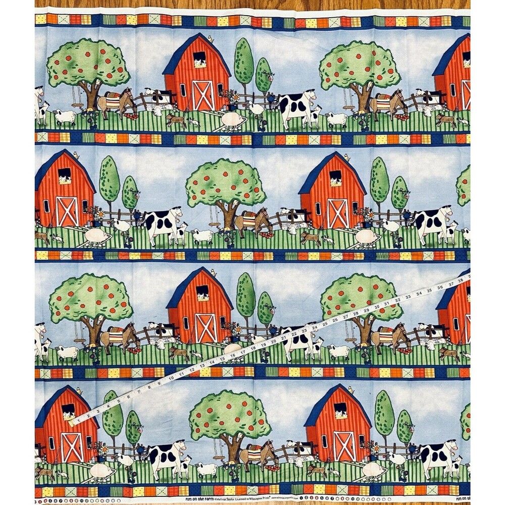 Fun on the Farm Fabric Horses Barn Sheep Cow Quilting Fabric Cotton BTY